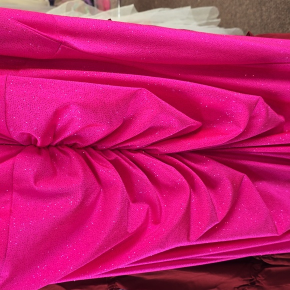 Stretch Sparkle Fuchsia Prom Dress - Picture 5 of 7